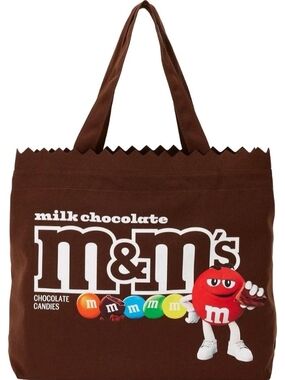 Loungefly x M&M’S Large Brown Canvas Tote Bag NEW Collectible Novelty Kitsch